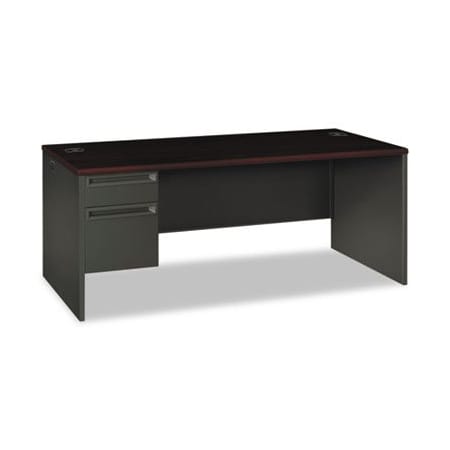 Hon HON, 38000 SERIES LEFT PEDESTAL DESK, 72W X 36D X 29.5H, MAHOGANY/CHARCOAL 38294LNS